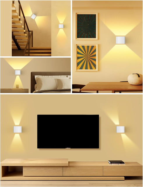 GeyouLux 6000mAh Dimming, 2700-6500K, 2-Pack Battery Operated Wall Lamps with Motion Sensor, Rechargeable Wireless LED