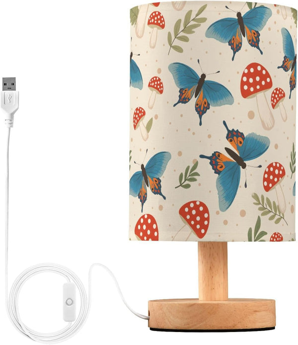 ALAZA Bedside Table Lamp for Bedroom Mushroom Butterfly Nightstand LED Light Lamps