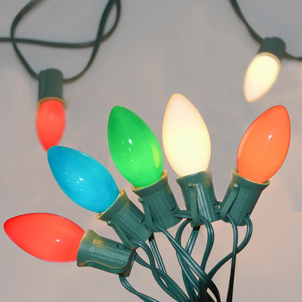 SUNSGNE 25Ft Christmas Lights Outdoor, C9 Multicolor Christmas Lights with 26 Colored