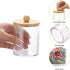 BTSKY 4 Pack PaperClip Holders with Bamboo Lid, Round Binder Holder for Desk, Clear Paper Clip Dispenser