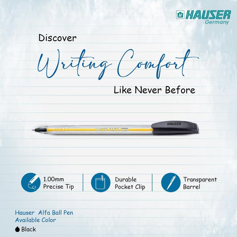 HAUSER ALFA Tricone Black Ballpoint Pens 25 Pc, 1.00 MM Bold Pens, Back To School Supplies, Office Pens, Desk Essentials, Education Supplies & Craft Supplies. by HAUSER