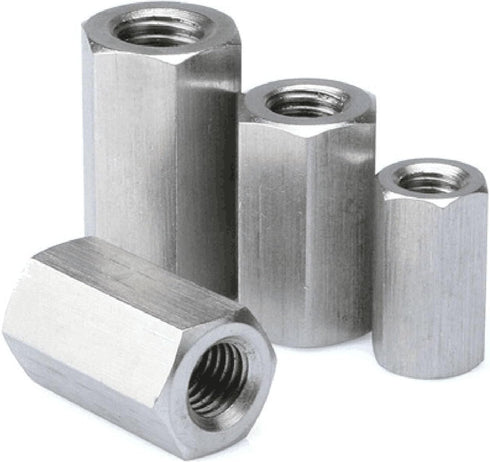 5PCS M6 X 1-Pitch 10mm Length 304 Stainless Steel Metric Hex Coupling Nut