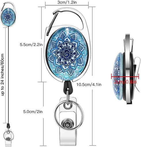 Xoqo Heavy Duty Retractable Badge Reel, Crystal Glass Badge Holder with Belt Clip, 3 PACK for Office Workers