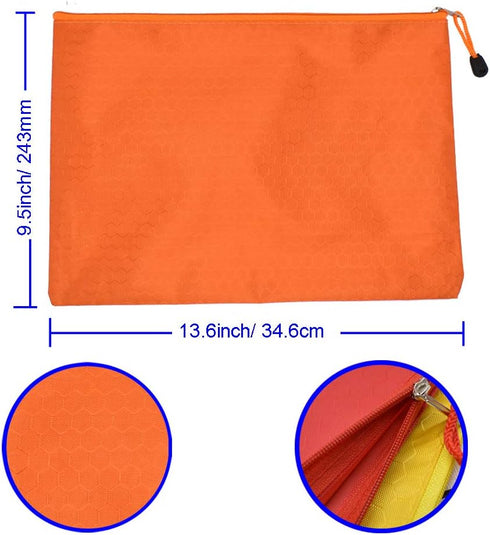 Renashed 10Pcs A4 Waterproof Zipper File Bags - Football Pattern Office Document Bags for Students, 10 Color