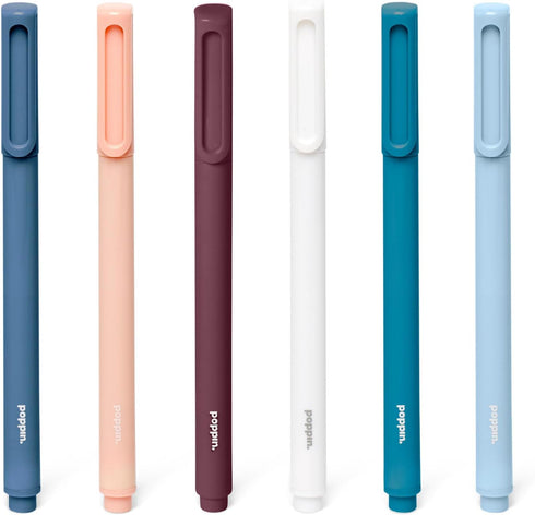 Poppin Signature Ballpoint Pens, Medium Point 1mm, Set of 6 Professional Office Pens (Assorted Contemporary with Black