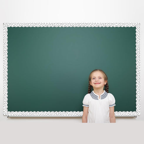 Whaline 24Pcs Magnetic Classroom Bulletin Board Border - Reusable Black White Polka Dot Scalloped Magnetic Strip