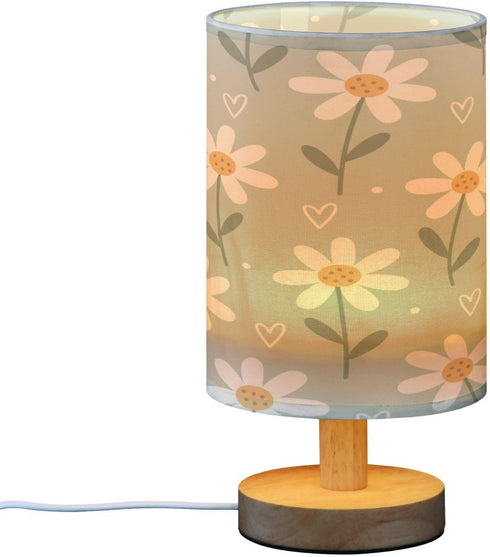 ALAZA Daisy Flower Heart Table Lamp for Bedroom USB Port Bedside Lamp Small Nightstand Desk Lamp for Girls Boys Kids