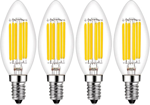 E14 LED Bulb Dimmable, 60W Equivalent, 2700K Warm White, 6W 600 Lumens, E14 Edison Bulb, 4 Pack