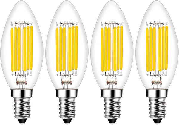 E14 LED Bulb Dimmable, 60W Equivalent, 2700K Warm White, 6W 600 Lumens, E14 Edison Bulb, 4 Pack