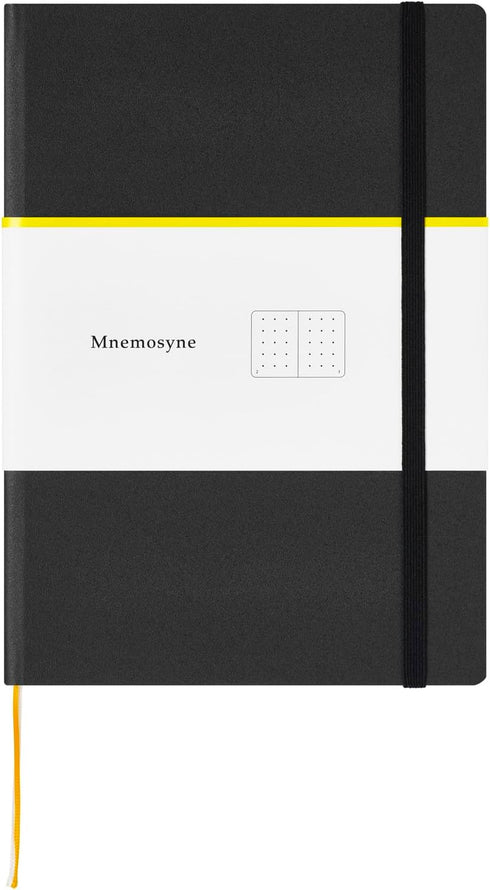 Maruman MNEMOSYNE Journal Notebook, 8.5 x 6.02 Inches, 5mm Dot Grid, Hard Cover with Elastic Band, 120 Sheets