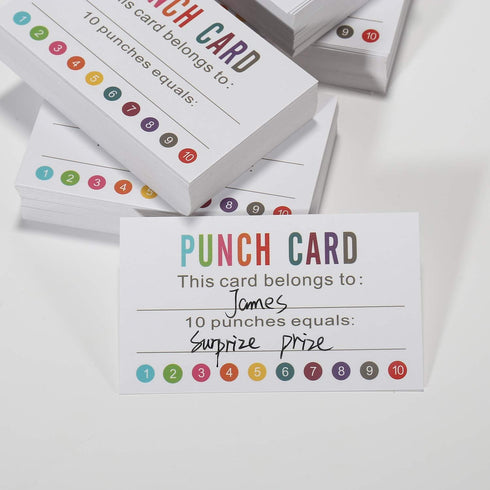 ONEDONE Punch Cards (Pack of 200) - Reward Cards for Classroom Behavior Incentives, Kids, Teachers, Business Loyalty