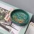 Small Ceramic Paperclip Holder for Desk, Round Push Pin Organizer, Macaron Dark Green Storage Plate