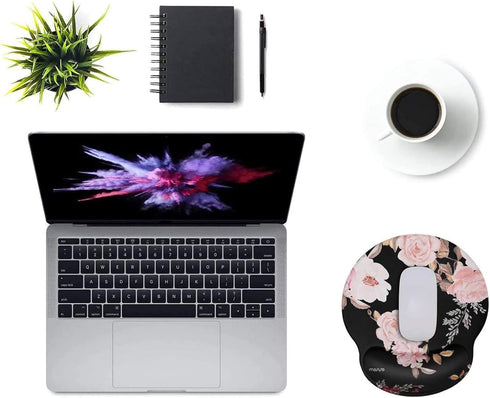 MOSISO Mouse Pad with Wrist Rest Support - Peony Ergonomic Non-Slip Base for Home/Office Pain Relief