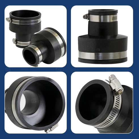 Supply Giant Flexible PVC Reducing Coupling, 6I54 with Stainless Steel Clamps, 3.5" x 1.9" Inner Diameter