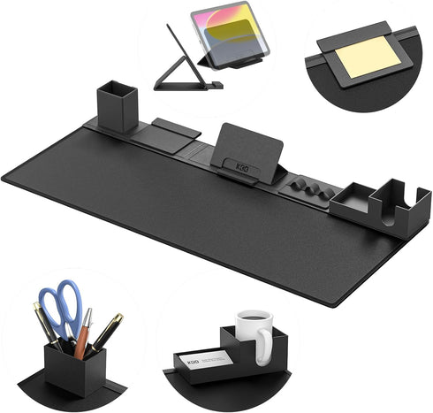 KDD 6 in 1 Desk Pad and Organizer Set, Magnetic Mouse Mat with DIY Features for Phone, Tablet, and Cable Management