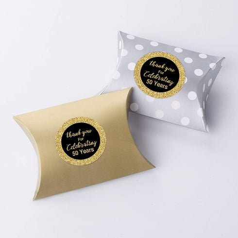 Careland 50th Birthday Stickers, Gold 1.75 Inch Round Circle Labels, 50 Reusable Decorations for Anniversary Party