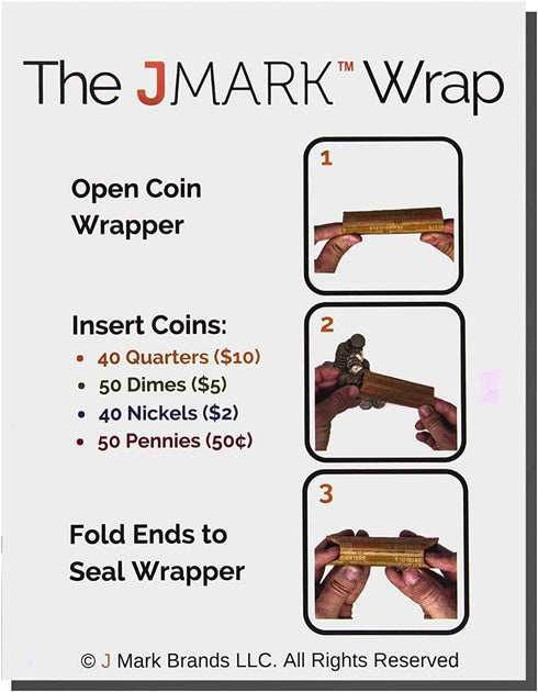 J Mark Flat Coin Roll Wrappers (Quarters, Dimes, Nickels, Pennies), ABA Striped Kraft Paper Coin Roll Wrappers,