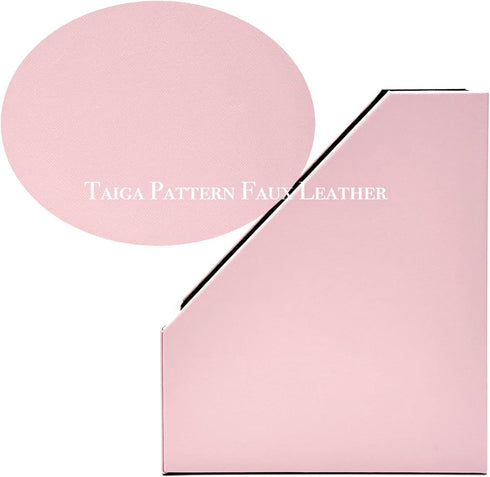 UnionBasic Magazine File Holder - Leatherette Desktop Document Organizer for Home Office Paper Storage, Pink