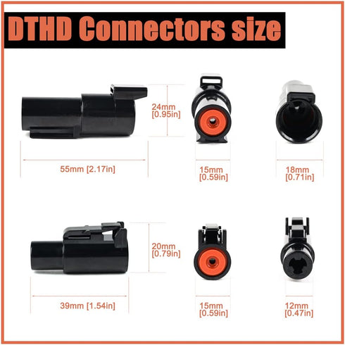 JRready ST6286 1 Pin DTHD Connector 4 Sets,IP67 Waterproof Single Terminal Connectors for Heavy-duty Applications,Contact Size 12 Crimp Wire Gauge 12-14AWG,25A by JRready