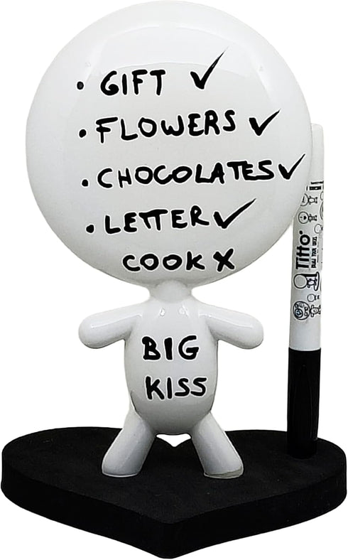 Dry Erase Board - TITTO in Love, Draw Your Ideas - Labor Day - Ceramic Doll - Black Office Design Desk Gift for