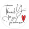easykart 300 Thank You for Your Purchase Sticker Labels | White Background with Red Heart Design | 2" Inch Round