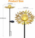 Solar Garden Lights Outdoor Decor, Metal Flower Stake Light with Warm White Crackle Glass Globe, Waterproof Decorative