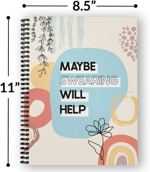 Softcover Swearing Helps Snarky Spiral Notebook, 8.5" x 11", 120 College Ruled Pages, Durable Gloss Laminated Cover