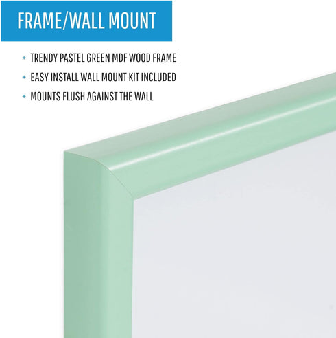 MasterVision Pastel Collection Combo Dry Erase Whiteboard/Cork Bulletin Board, Green MDF Frame - 23.62" x 17.72"