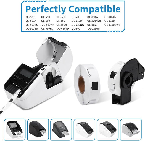 MarkDomain Return Address Label Compatible Brother DK 1204 Multi-purpose, 0.66 in x 2.1 in(17mm x 54.3mm) Die-Cut Paper Labels, 400/ Roll, Use with QL-500 QL-550 QL-820NWB Printer, 6 Rolls + 1 Frame