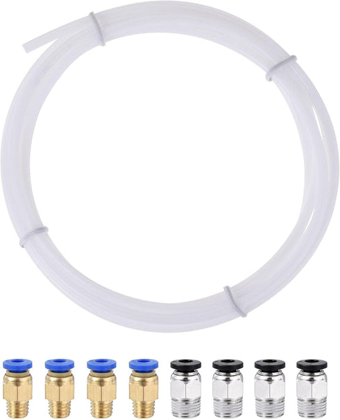 uxcell Pneumatic PTFE Air Tubing Kit with M8 G1/8 Push to Connect Fittings, 4mm OD 2M White