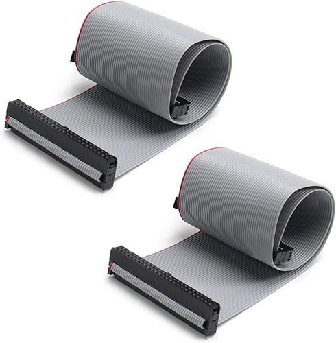 Fielect 2pcs IDC 50 Pin Connector Gray Wire Flat Ribbon Cable Connector, 30cm Length