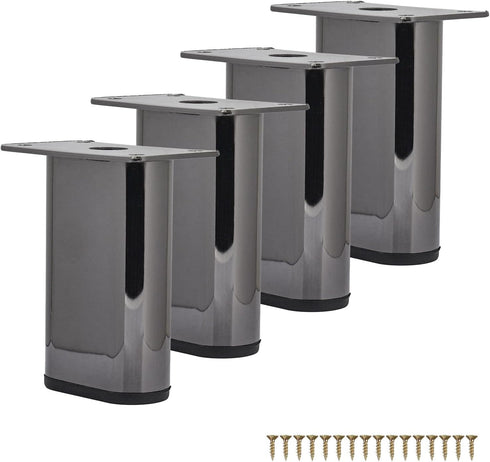 Btowin VCF 4 inch / 10cm Metal Furniture Legs, 4Pcs Modern Square Piano Key