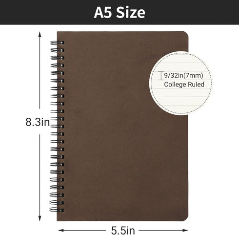 EUSOAR Spiral Lined Notebook, A5 6 packs 5.5"X8.3" 120 Pages Lined Travel Writing Notebooks Journal, Memo Notepad Sketchbook, Students College Office Business Subject Diary Ruled Book-3 Colors by EUSOAR
