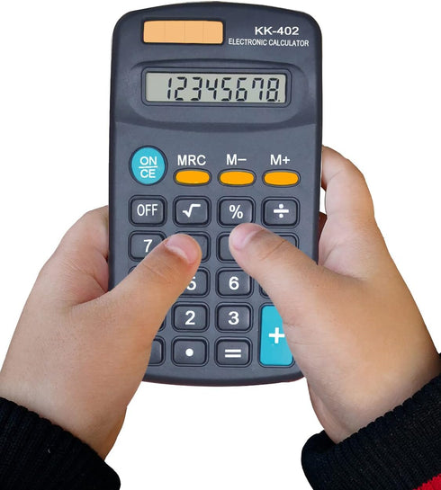 Basic Calculator Dual Power, 8 Digit Desktop Calculator (Black, Set of 5)