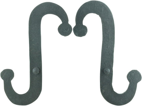6.25 Renovators Supply Manufacturing Shutter Dogs Pair in Black Decorative S Shaped Wrought Iron Shutter Dogs