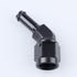 Black Aluminum 45 Degree Female AN6 to 5/16" Swivel Hose Barb Fitting, 6AN to 5/16 inch Barb