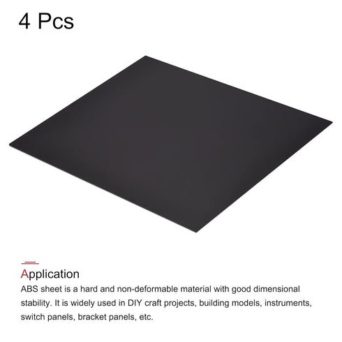 MECCANIXITY Black ABS Plastic Sheet 10x8x0.02inch for DIY Crafts, Building Model, Pack of 4