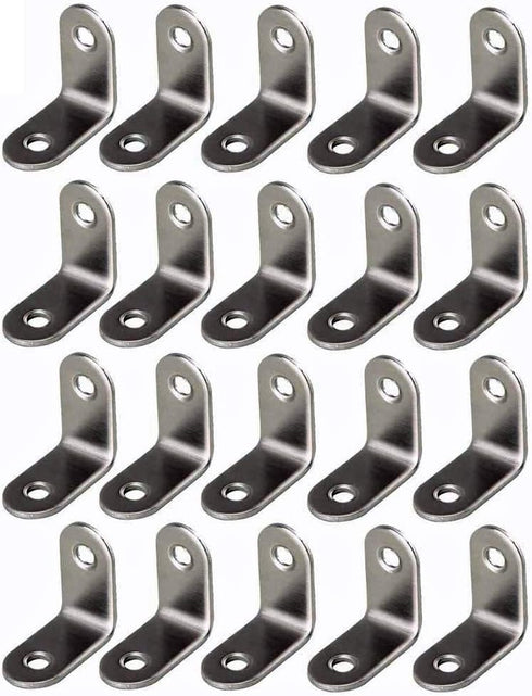 Framing Hardware 20 Pack 1/2 x 1/2 Zinc Plated Steel Corner Brace L Brackets with Screws for Picture Frames