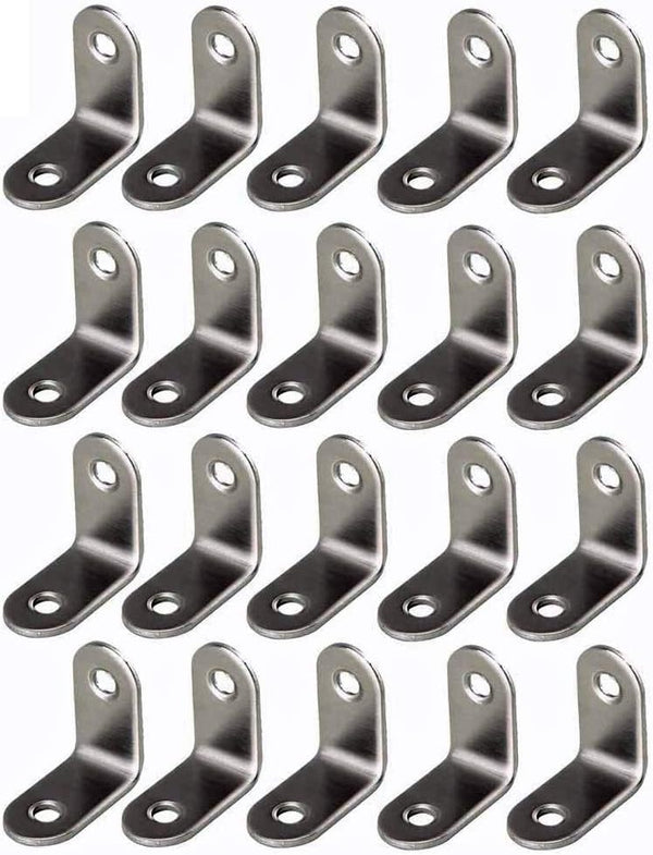 Framing Hardware 20 Pack 1/2 x 1/2 Zinc Plated Steel Corner Brace L Brackets with Screws for Picture Frames