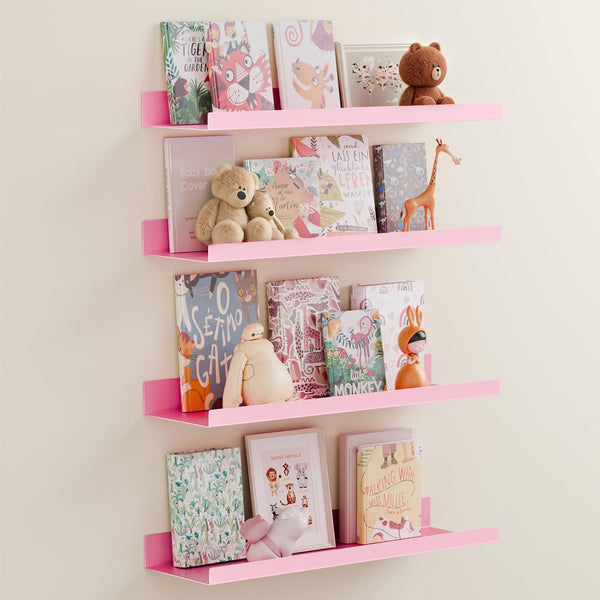 BYCY Metal Floating Shelves Set of 4,15.6 inch Floating Bookshelves for Wall