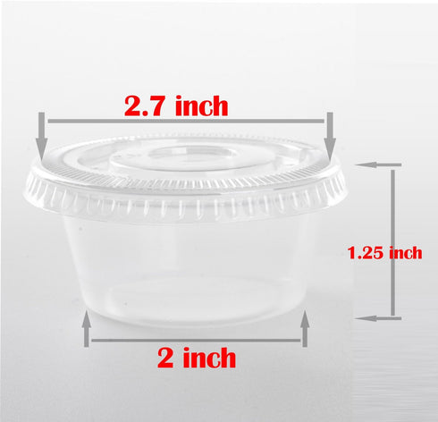 Golden Apple Clear Plastic Jello Shot Souffle Cups, 3.25oz, 100sets with Lids