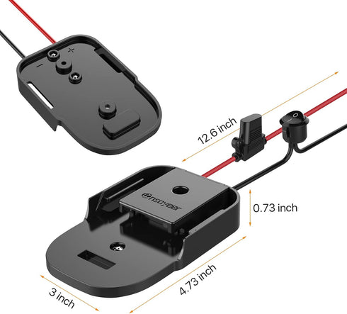 Power Wheel Adapter with Fuse & Switch, Secure Battery Adapter for Ridgid AEG 18V Hyper Lithium Battery