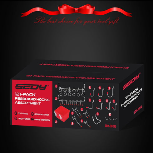 Ultimate 121-Piece Pegboard Hooks Set, Durable Accessories with Metal Hooks and Pegboard Bins