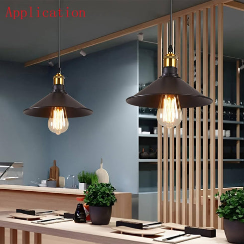 CUFEAL 3-Pack 8.7"Industrial Iron Lamp Shade, Light Cone Shade Black Pendant Light Covers, Vintage Metal Replacement