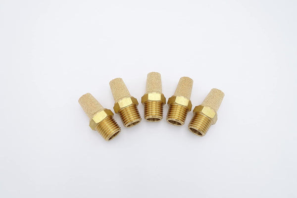 Pneumatic Air Muffler, Sintered Bronze Brass Filter 1/4" Male NPT Noise Reduce Air Solenoid Valve Silencer