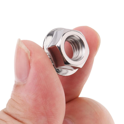 M8 x 1.25mm Serrated Flange Hex Lock Nuts, 20pcs Hexagon Flange Nuts, 304 Stainless Steel, Full Thread, DIN6923 Standard