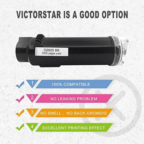 VICTORSTAR Compatible Toner Cartridges S2825cdn H625cdw H825cdw?Extra High Yield?5000 Pages for Dell Color Laser