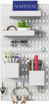 Nafenai Pegboard Combination Wall Organizer Kit, 2 Pieces with 11 Accessories, White Peg Board for Home Office