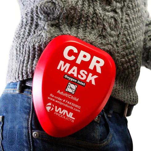 WNL Products CPR Rescue Mask, Adult/Child Pocket Resuscitator, Hard Case Kit