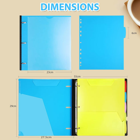 WOT I All-in-one Telescoping Binder Notebook, Refillable 3 Ring Binder, Blue, with 5 Subject Dividers